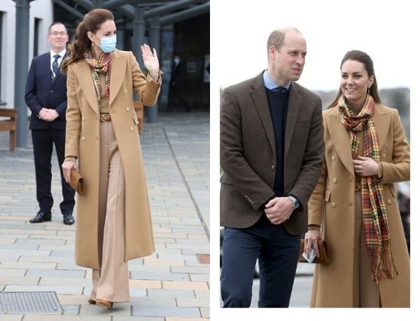 Карамельное пальто и клетчатый шарф: Кейт Миддлтон показала стильный наряд во время рабочего тура (ФОТО)