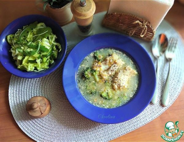 Рыбный суп с гречкой и брокколи